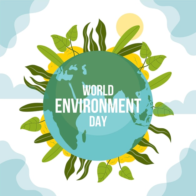 Illustrazione di giornata mondiale dell'ambiente piatto