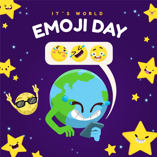 Illustrazione di giornata mondiale emoji piatta