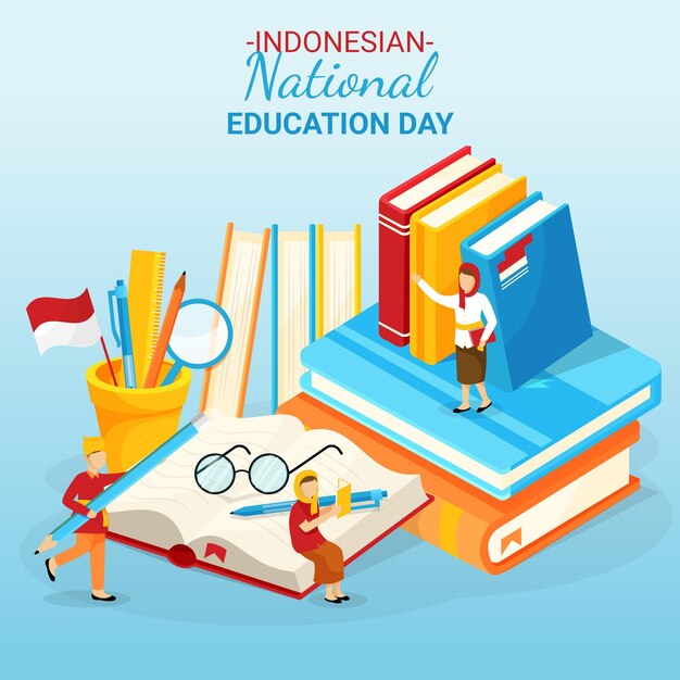 Illustrazione di giorno di educazione nazionale indonesiana gradiente