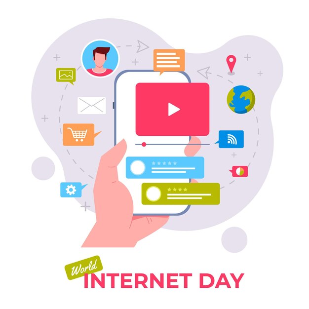 Illustrazione di giorno di internet piatto organico