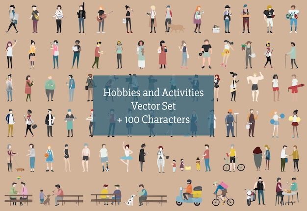 Illustrazione di hobbies e attività umane