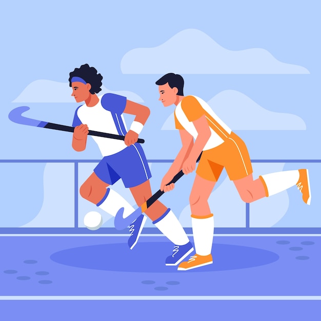 Illustrazione di hockey su prato design piatto