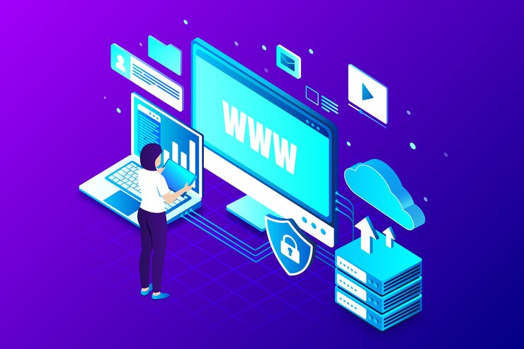 Vettore gratuito illustrazione di hosting di siti web creativi astratti