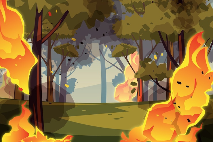 Vettore gratuito illustrazione di incendio disegnato a mano