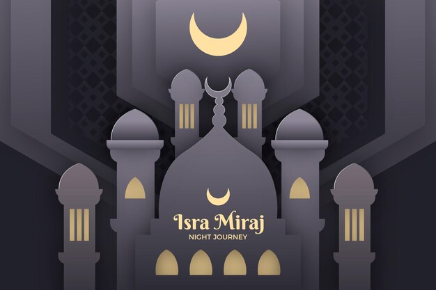 Illustrazione di Isra Miraj in stile carta con la luna