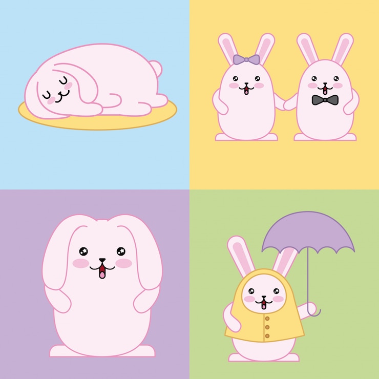 Vettore gratuito illustrazione di kawaii di giorno di pasqua