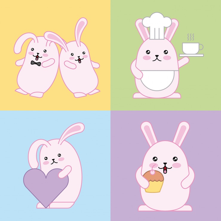 Vettore gratuito illustrazione di kawaii di giorno di pasqua