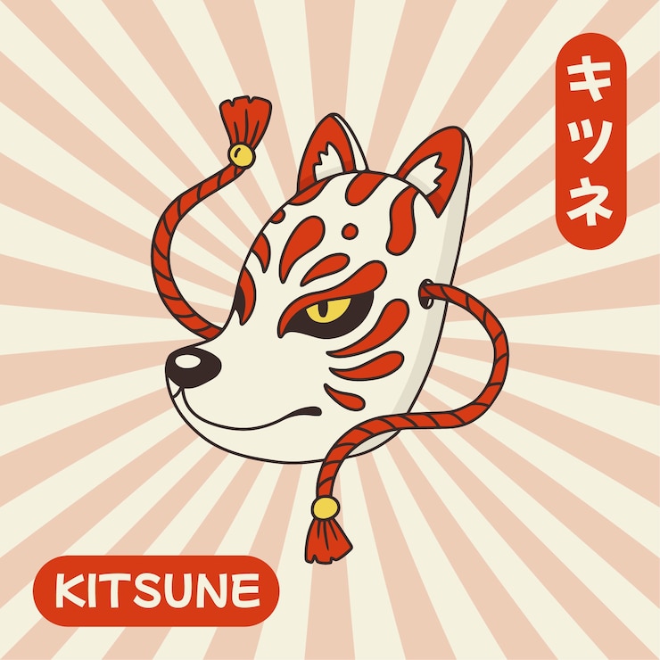 Vettore gratuito illustrazione di kitsune design piatto disegnato a mano