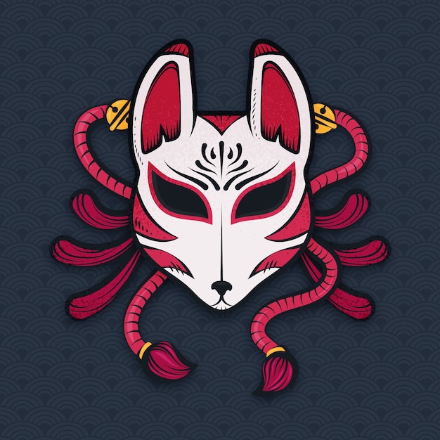 Illustrazione di kitsune disegnata a mano