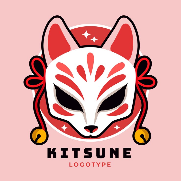 Vettore gratuito illustrazione di kitsune disegnata a mano