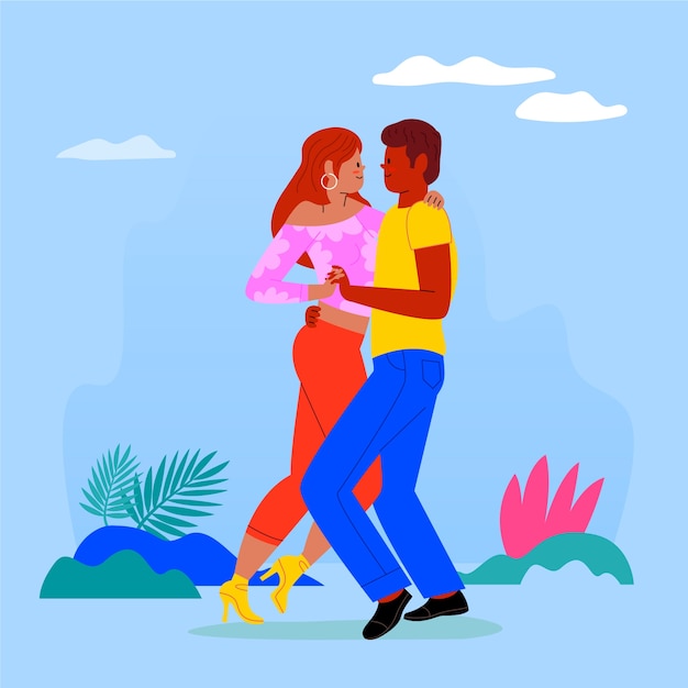 Illustrazione di kizomba design piatto disegnato a mano