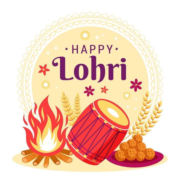 Vettore gratuito illustrazione di lohri disegnati a mano