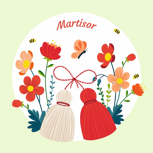 Illustrazione di martisor piatto