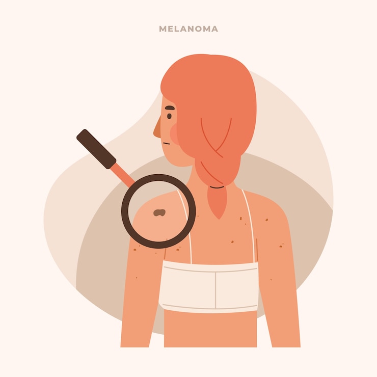 Vettore gratuito illustrazione di melanoma design piatto disegnato a mano