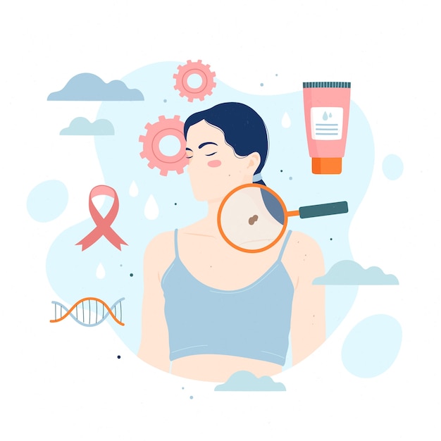 Illustrazione di melanoma design piatto disegnato a mano