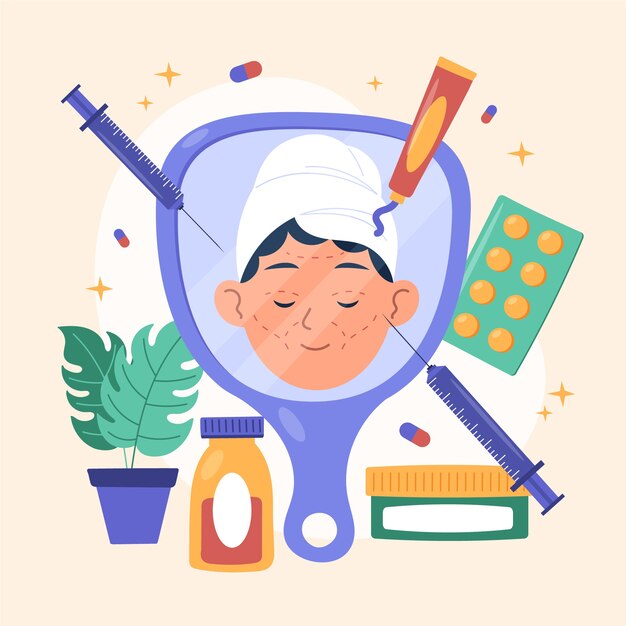 Illustrazione di mesoterapia design piatto disegnato a mano