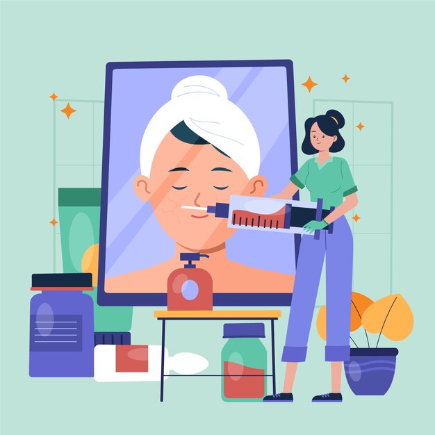 Illustrazione di mesoterapia design piatto disegnato a mano