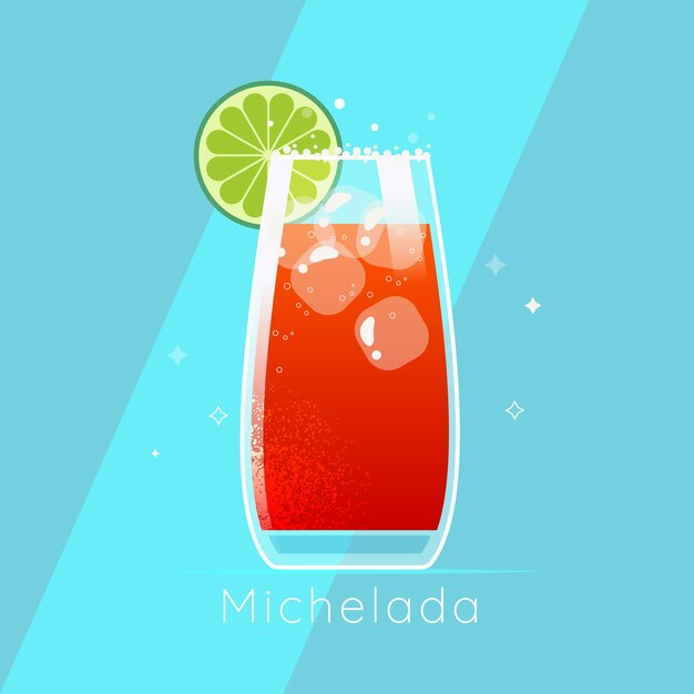 Illustrazione di michelada fresca di design piatto