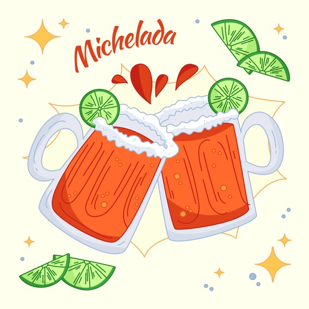 Illustrazione di michelada rinfrescante disegnata a mano
