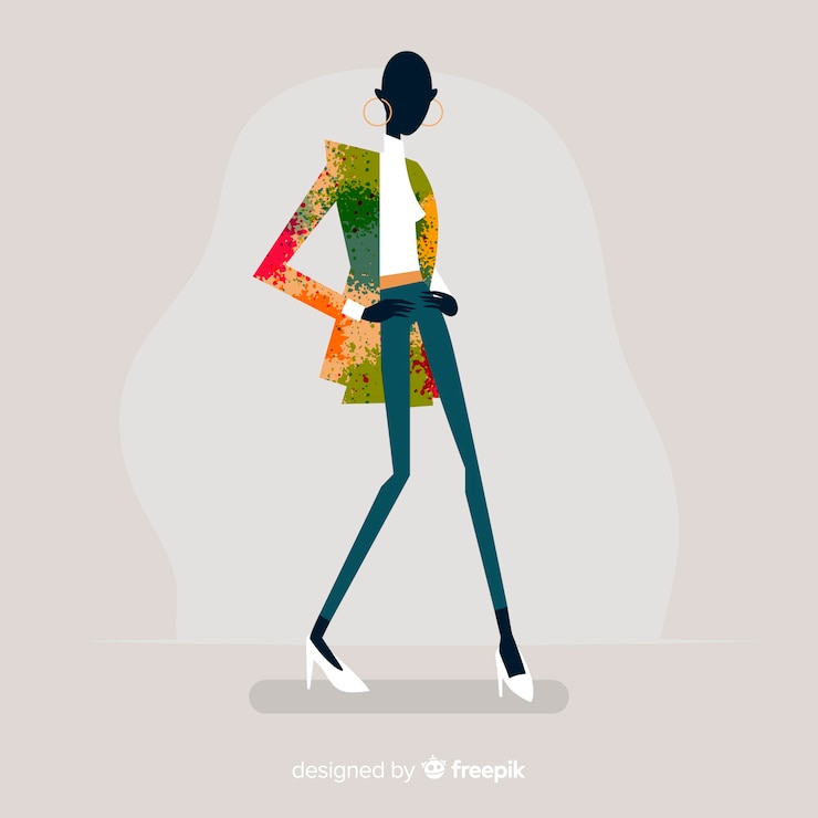 Vettore gratuito illustrazione di moda con modello femminile