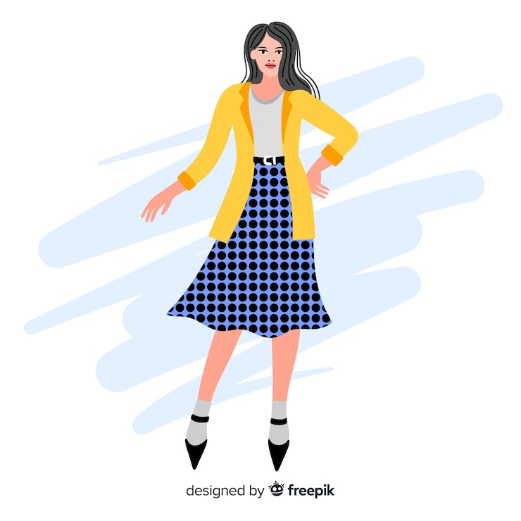 Vettore gratuito illustrazione di moda con modello femminile