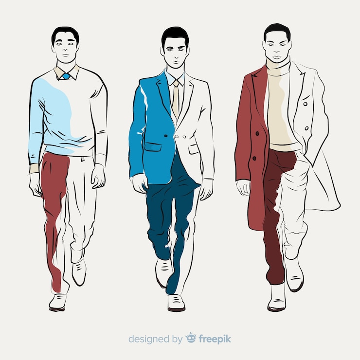 Vettore gratuito illustrazione di moda con modello maschile