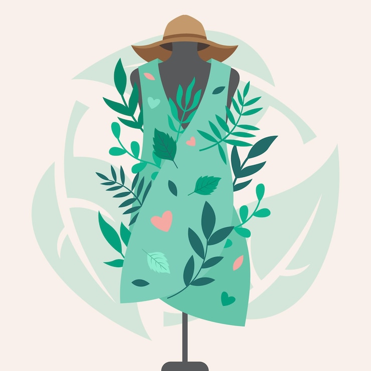 Vettore gratuito illustrazione di moda sostenibile disegnata a mano piatta con indumento di manichino
