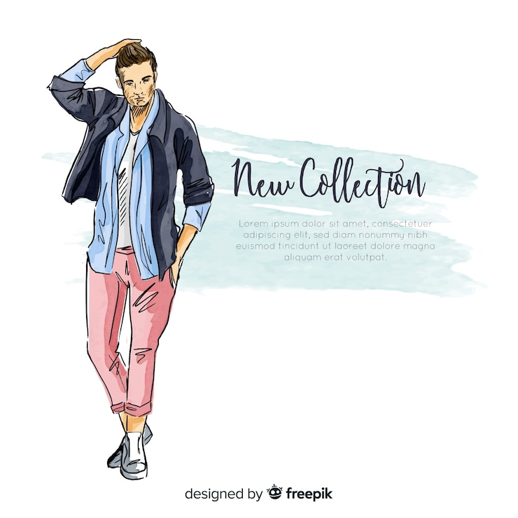 Vettore gratuito illustrazione di moda uomo disegnato a mano