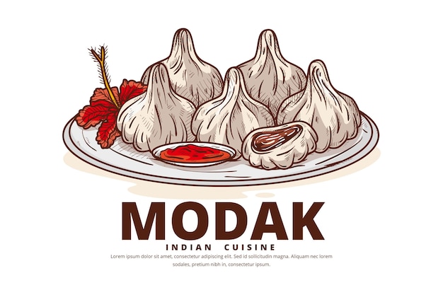 Illustrazione di modak disegnata a mano