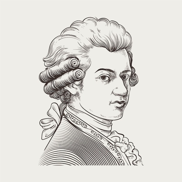 Illustrazione di Mozart disegnata a mano
