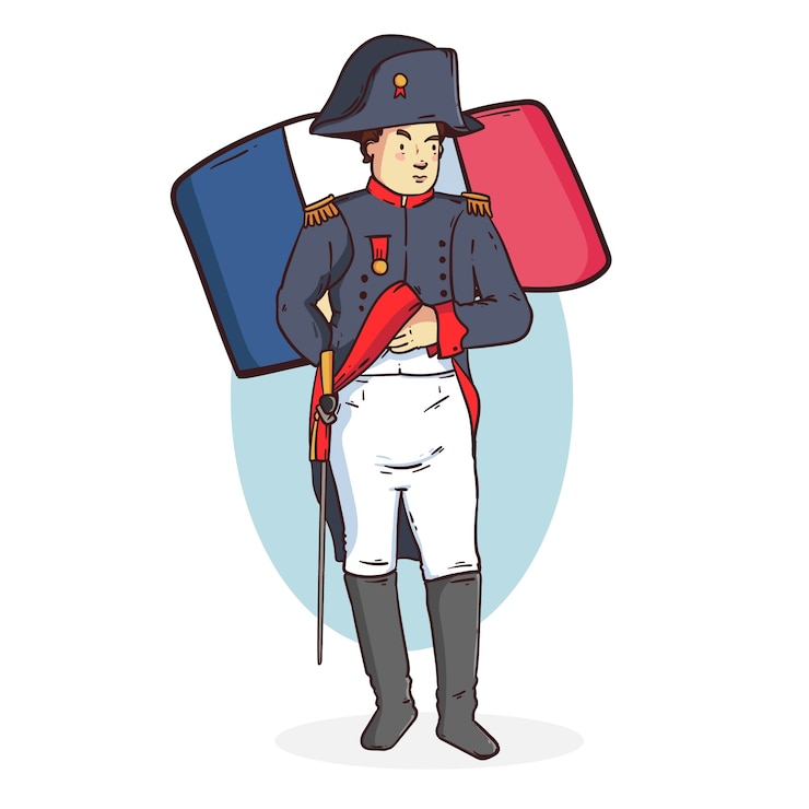 Vettore gratuito illustrazione di napoleone disegnata a mano