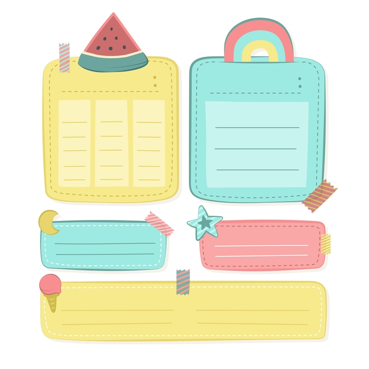 Vettore gratuito illustrazione di note adesive carino design piatto
