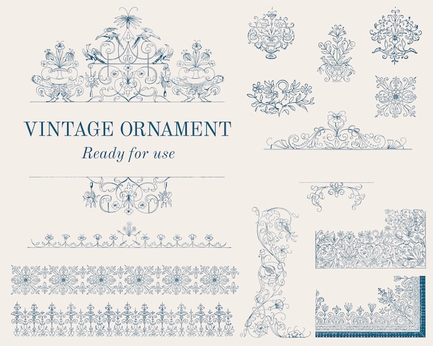 Illustrazione di ornamento fiorire d&#39;epoca