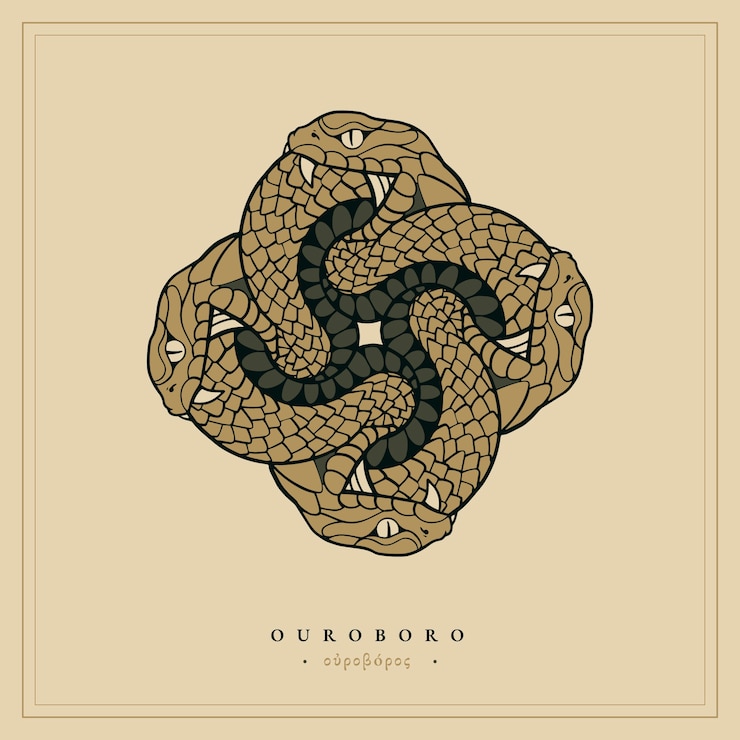 Vettore gratuito illustrazione di ouroboros disegnata a mano