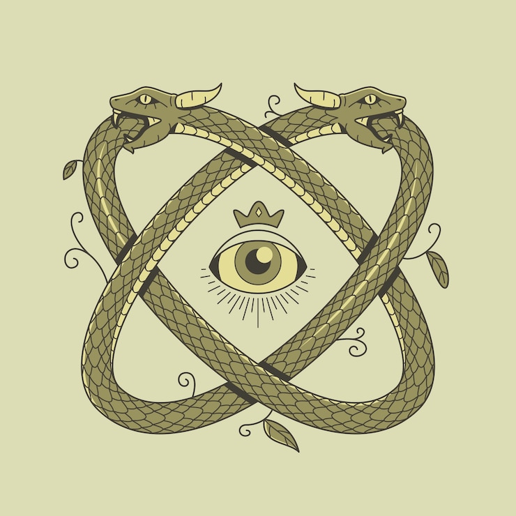 Vettore gratuito illustrazione di ouroboros disegnata a mano