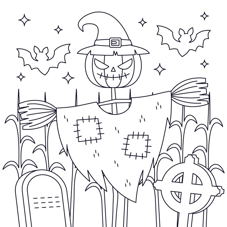 Vettore gratuito illustrazione di pagina da colorare per l'halloween