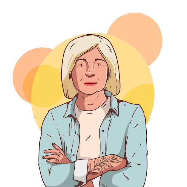 Illustrazione di persone anziane tatuate disegnate a mano