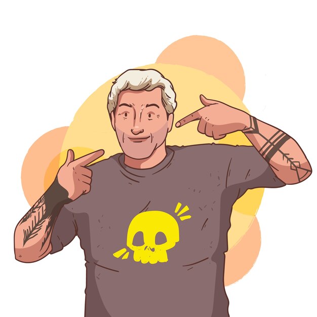 Illustrazione di persone anziane tatuate disegnate a mano