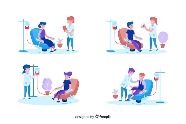 Vettore gratuito illustrazione di persone che donano sangue