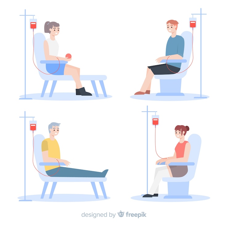 Vettore gratuito illustrazione di persone che donano sangue