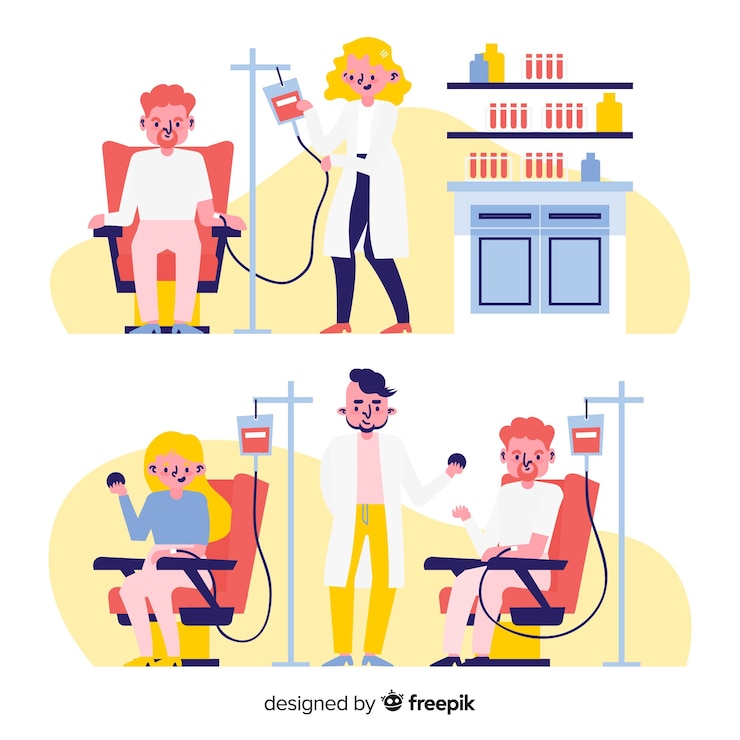Vettore gratuito illustrazione di persone che donano sangue