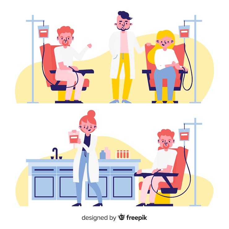 Vettore gratuito illustrazione di persone che donano sangue