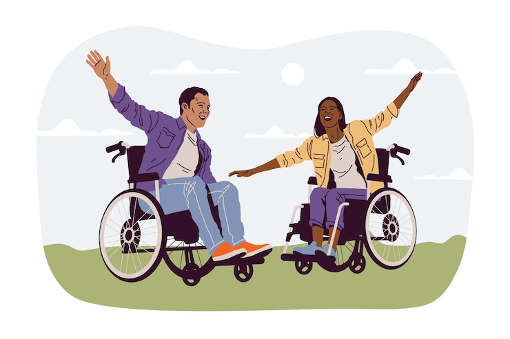 Vettore gratuito illustrazione di persone con disabilità disegnate a mano