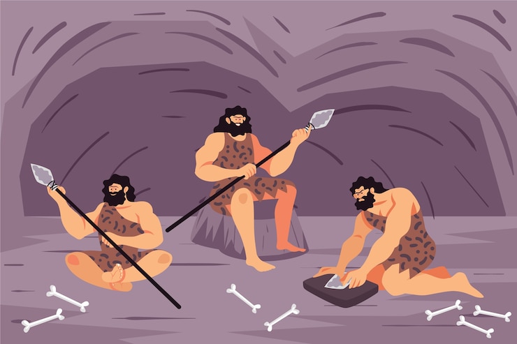 Vettore gratuito illustrazione di persone neolitiche piatte