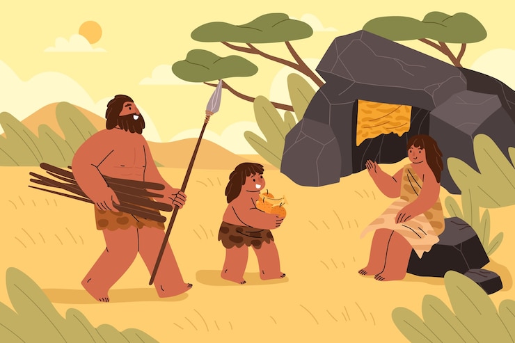 Vettore gratuito illustrazione di persone paleolitiche piatte