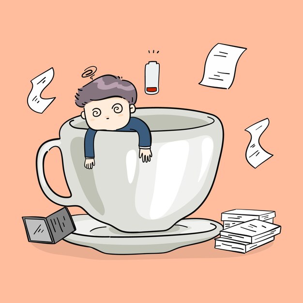 Illustrazione di persone sopraffatte design piatto disegnato a mano