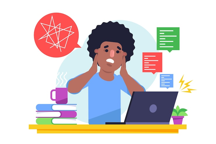 Vettore gratuito illustrazione di persone sopraffatte design piatto