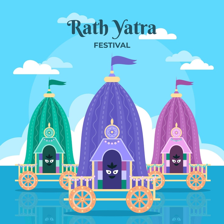 Vettore gratuito illustrazione di piatto rath yatra