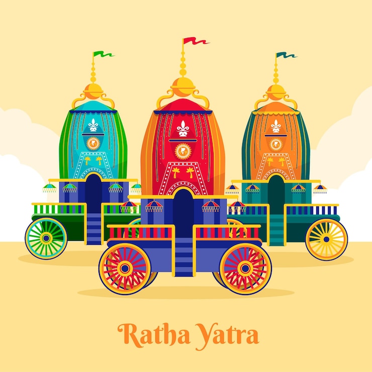 Vettore gratuito illustrazione di piatto rath yatra