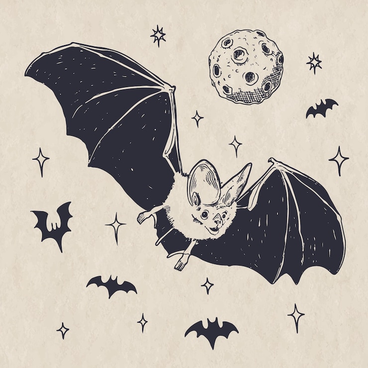 Vettore gratuito illustrazione di pipistrello di halloween disegnata a mano